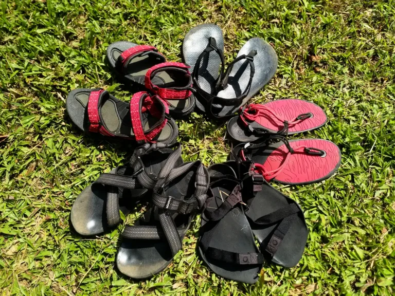 Collection of different hiking sandals